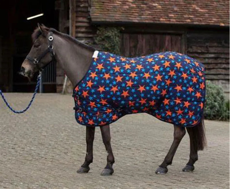 Mark Todd Mediumweight Pony Stable Rug Navy/Orange Stars